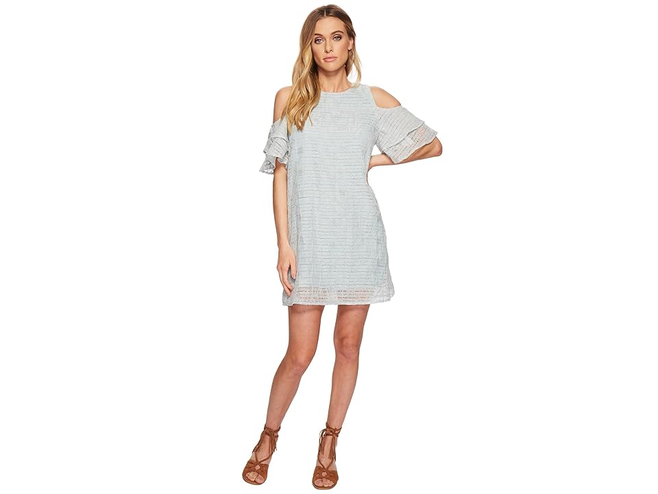 

J.O.A. Tiered Sleeve Cold Shoulder Shift Dress (Mint) Women's Dress