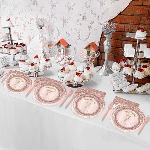 Miniatura 7 de Juego de 24 platos y servilletas, tenedores, suministros de fiesta para cumpleaños de 7 años, regalos desechables para fiestas de cumpleaños de 7