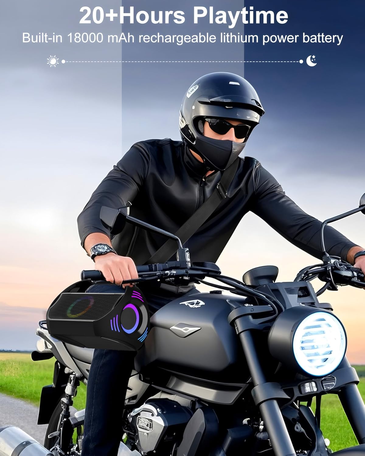 Rechargeable Karaoke Party Speaker(100W) with 2 Wireless Microphones for Adults and Kids,18000mAh,LED Light Show,HD Sound,Deep Bass,Support Recording/Bluetooth/AUX/USB/TF Play for Home,Tv,Beach,Travel