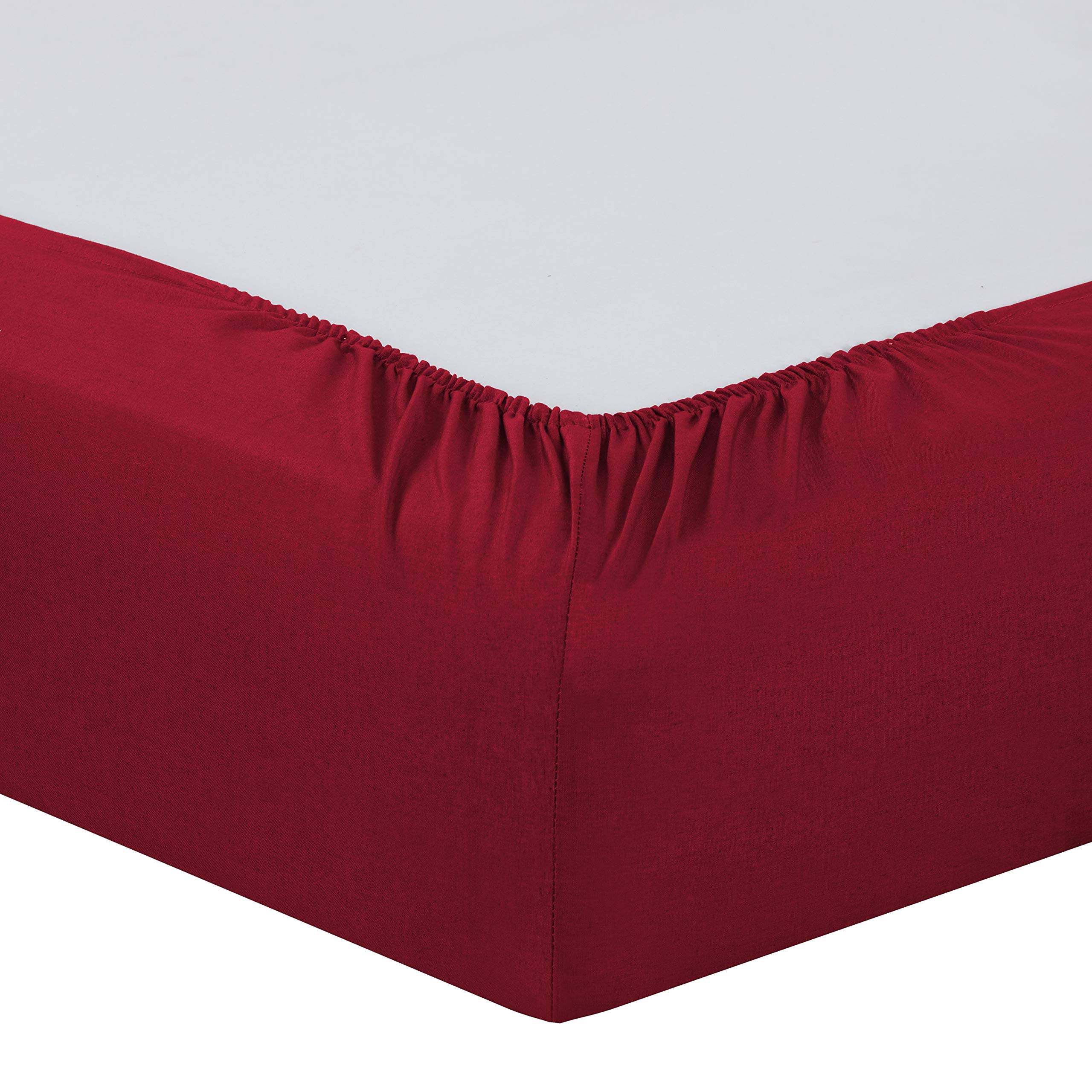 VISION Lenzuolo con angoli matrimoniale, 2 persone Kingsize, 200 x 200cm con altezza da 30cm, Rosso, 100% Cotone