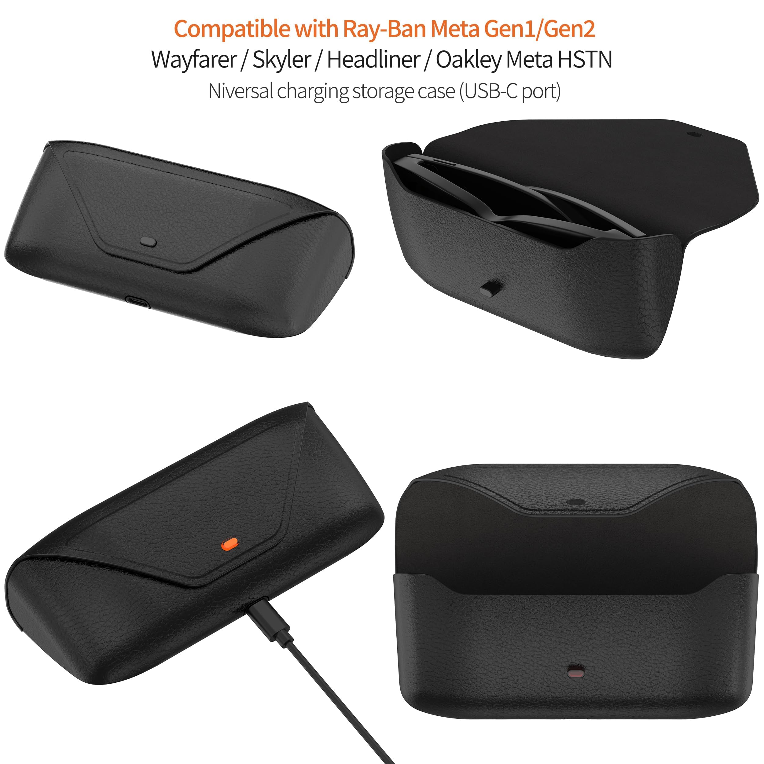 Zapasowe etui ładujące kompatybilne z Ray-Ban Meta Wayfarer/Skyler/Headliner, do Oakley Meta HSTN Gen 1/Gen 2 AI Smart Glasses Charging Box Przenośna stacja ładująca
