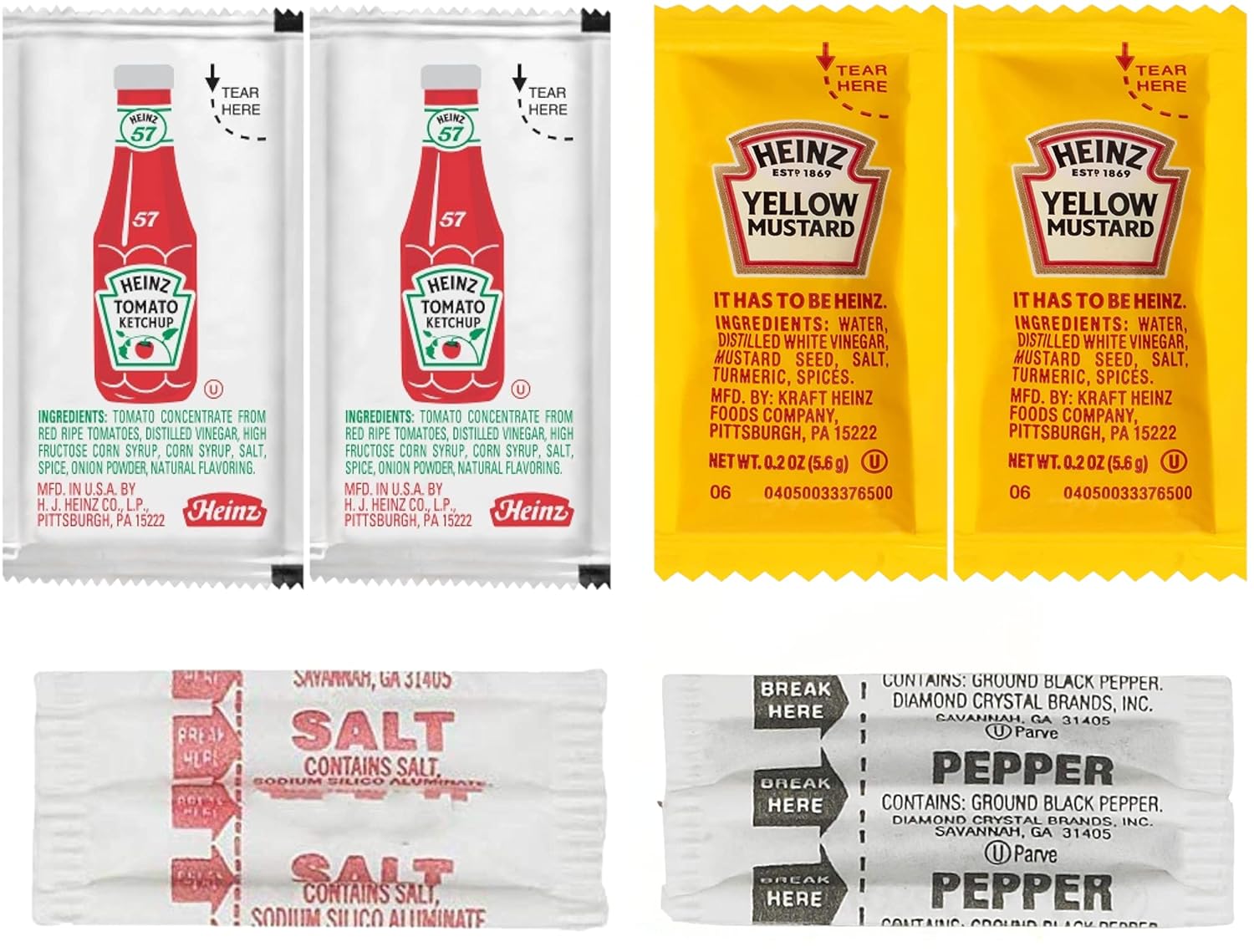 Heinz Condiment Packets Ketchup and Mustard Packets
