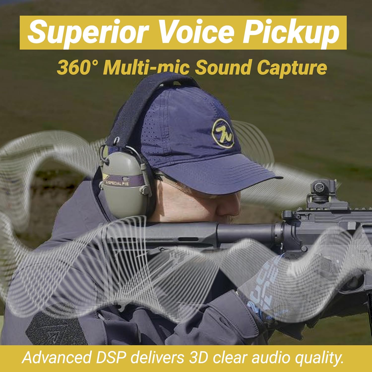 Shooting Ear Protection, Ear Protection for Gun Range, Bluetooth Hearing Protection for Shooters, Rechargeable, Sound Amplification and Suppression, Phone Call, Ideal for Shooting