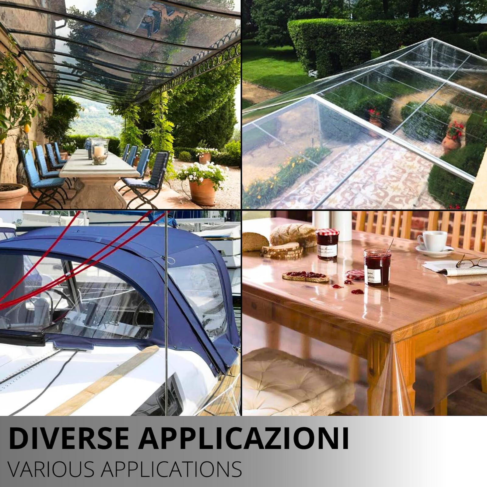 TENDEEVOLUTION Lona Transparente Impermeable Exterior, Corte Medio Metro Lineal, Diferentes grosores y Alturas, Plástico Impermeable Exterior Multiuso (Altura Parche 140cm, Espesor 0,65mm)