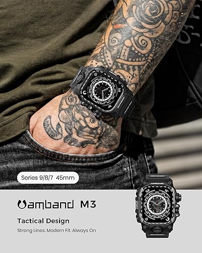 Miniatura 2 de amBand M3 - Funda resistente con correa diseñada para Apple Watch Series 987 de 1.772 pulgadas, protector militar resistente a prueba de golpes,