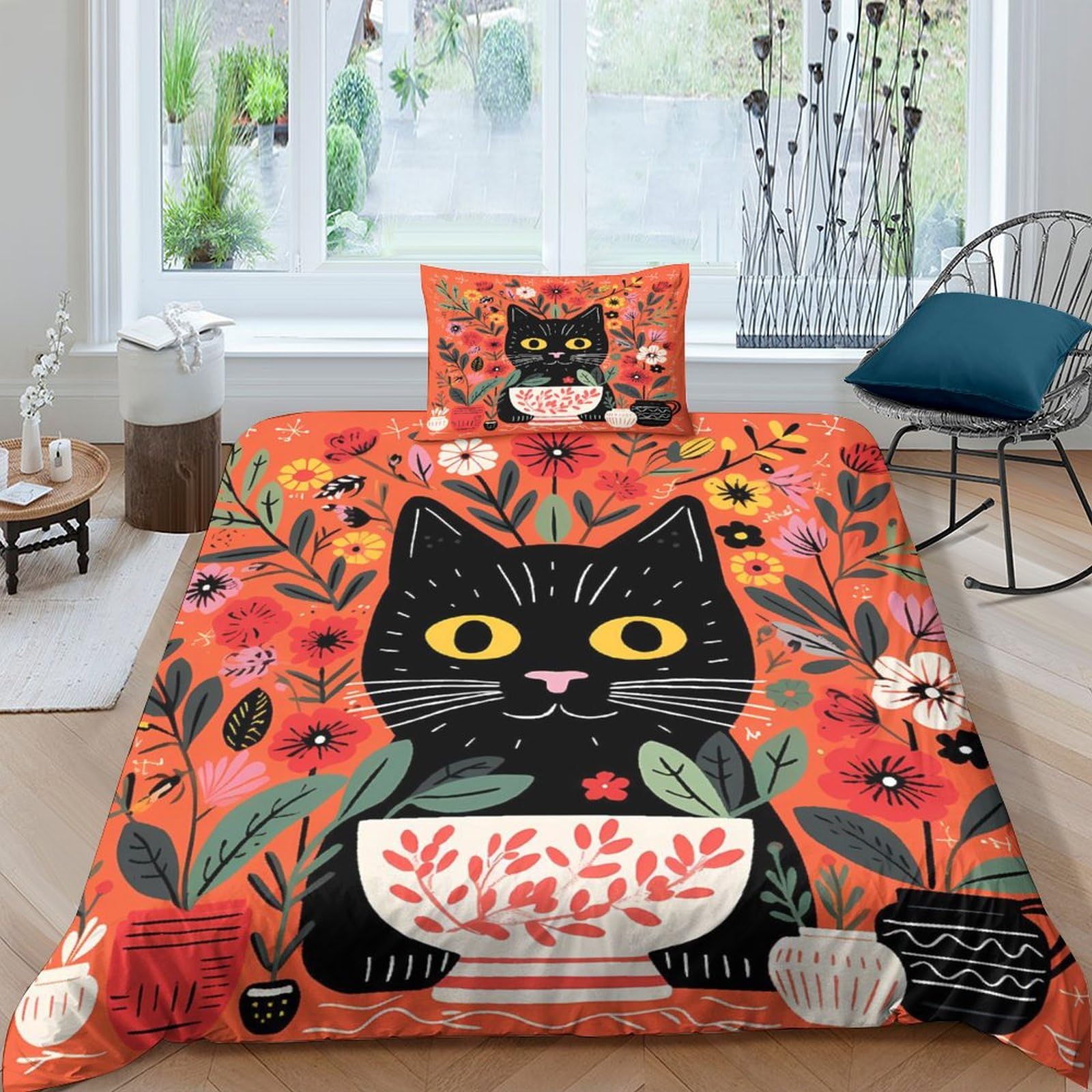 Housse de couette chat 3D parure lit enfant et adulte pour chambre cocooning