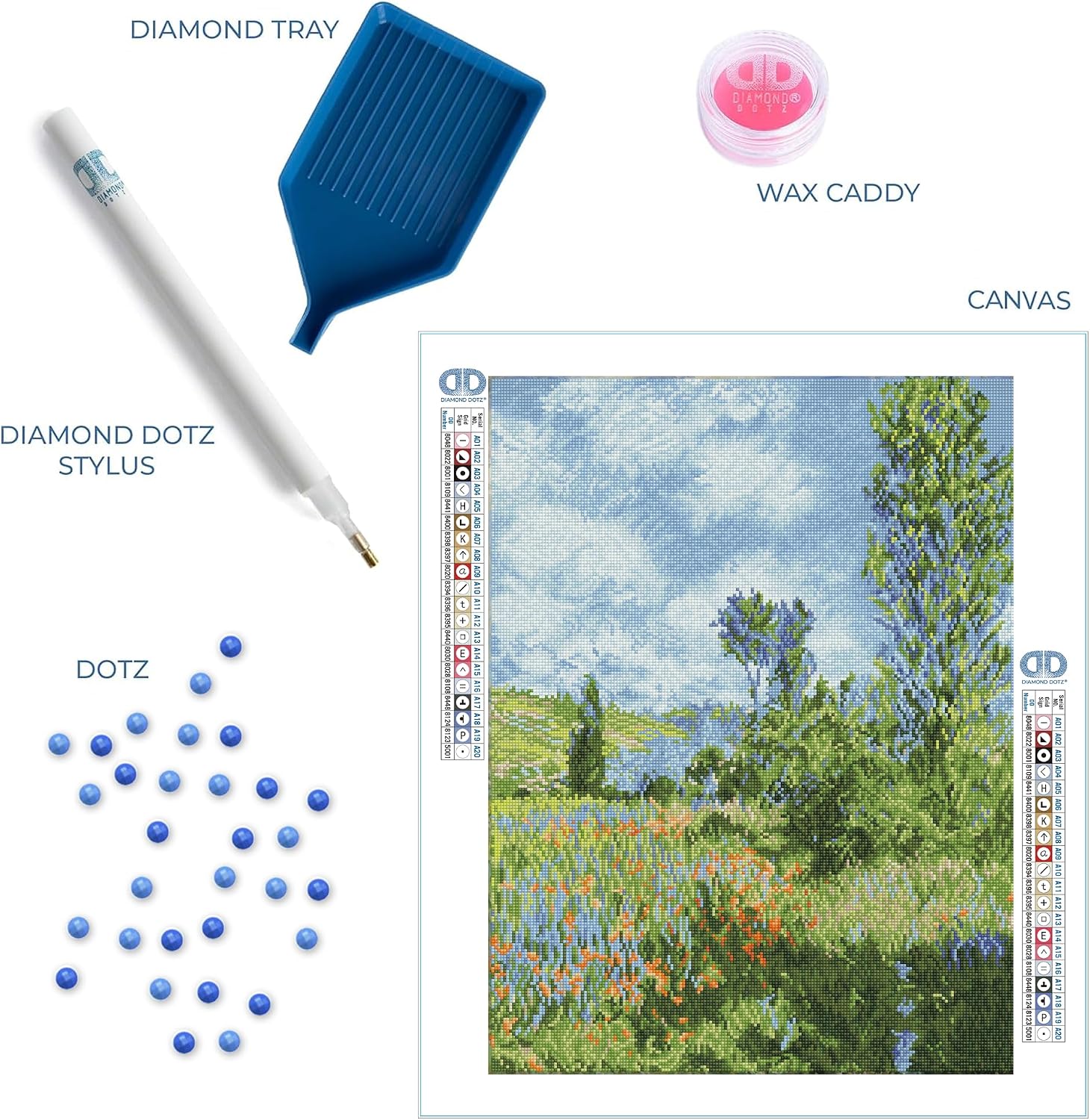 DIAMOND DOTZ View of Vetheuil (Apres Claude Monet) Landscape Diamond Painting Kits for Adults - Diamond Art Kits a Relaxing Creative Craft Kit with Dotz Gems 26"x19.7"