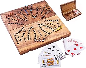 Engelhart - 350260 - Wooden Tock Game - 6 Players - Eco-friendly Wooden Box - Traditional Canadian Board Game - Course Game with Cards - 2 to 6 Players