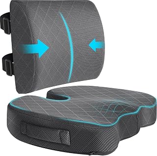 Back&Seat Cushion, Chair Cushions, Lumbar Back Support Pillow, Grey/Large