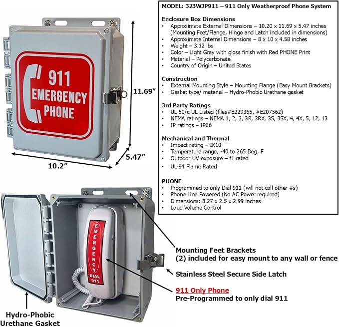 Teléfono de Emergencia Outdoor para Llamadas 911 miniatura 2