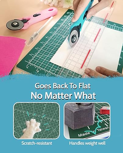 Vista 10 de G+ Alfombrilla de corte reversible autorreparable – A3 de 12 x 18 pulgadas para tela; tabla de cortar de doble cara para coser, manualidades, Rosa