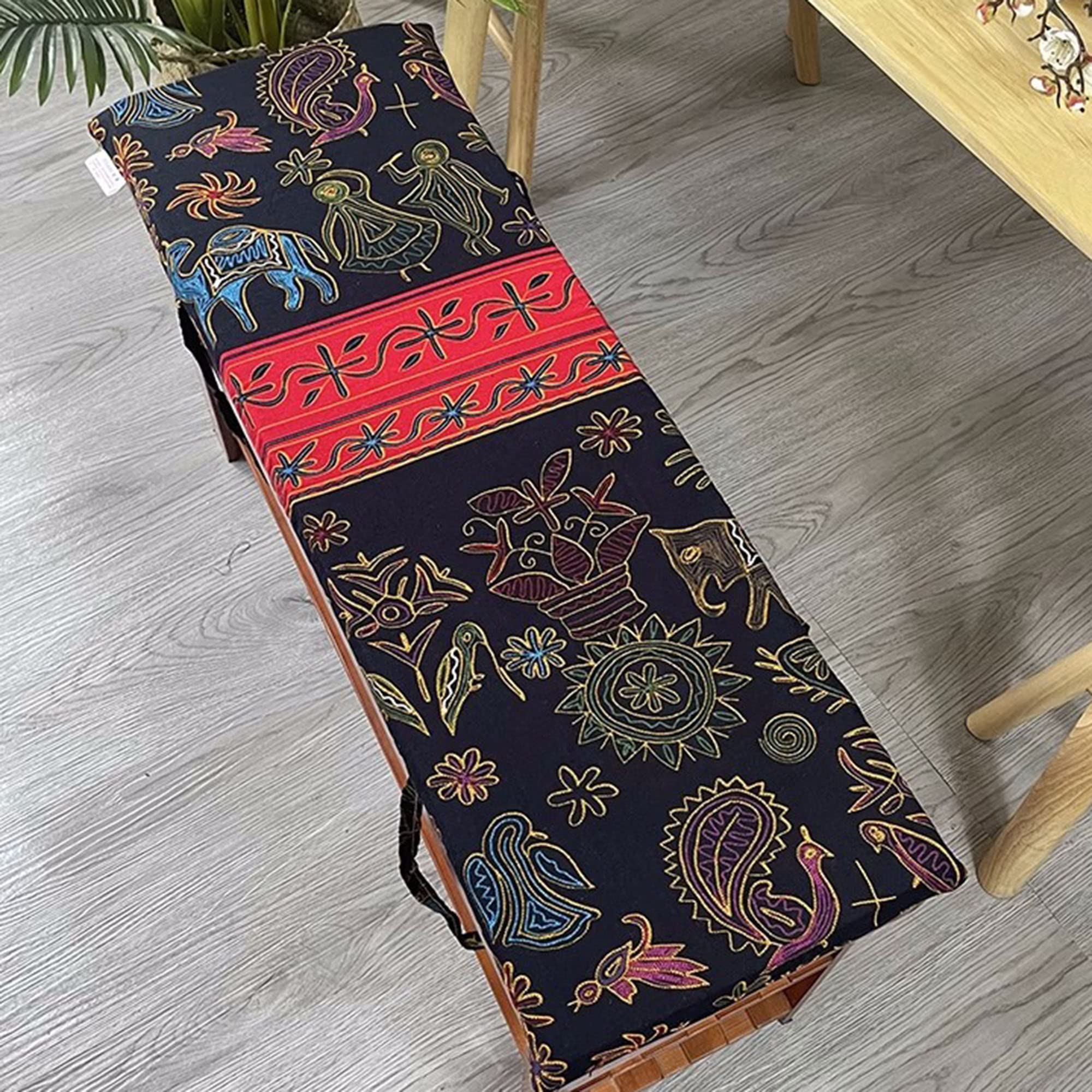 Coussin de banc 2/3 places lavable en métal 220x45cm pour assise extérieure de jardin
