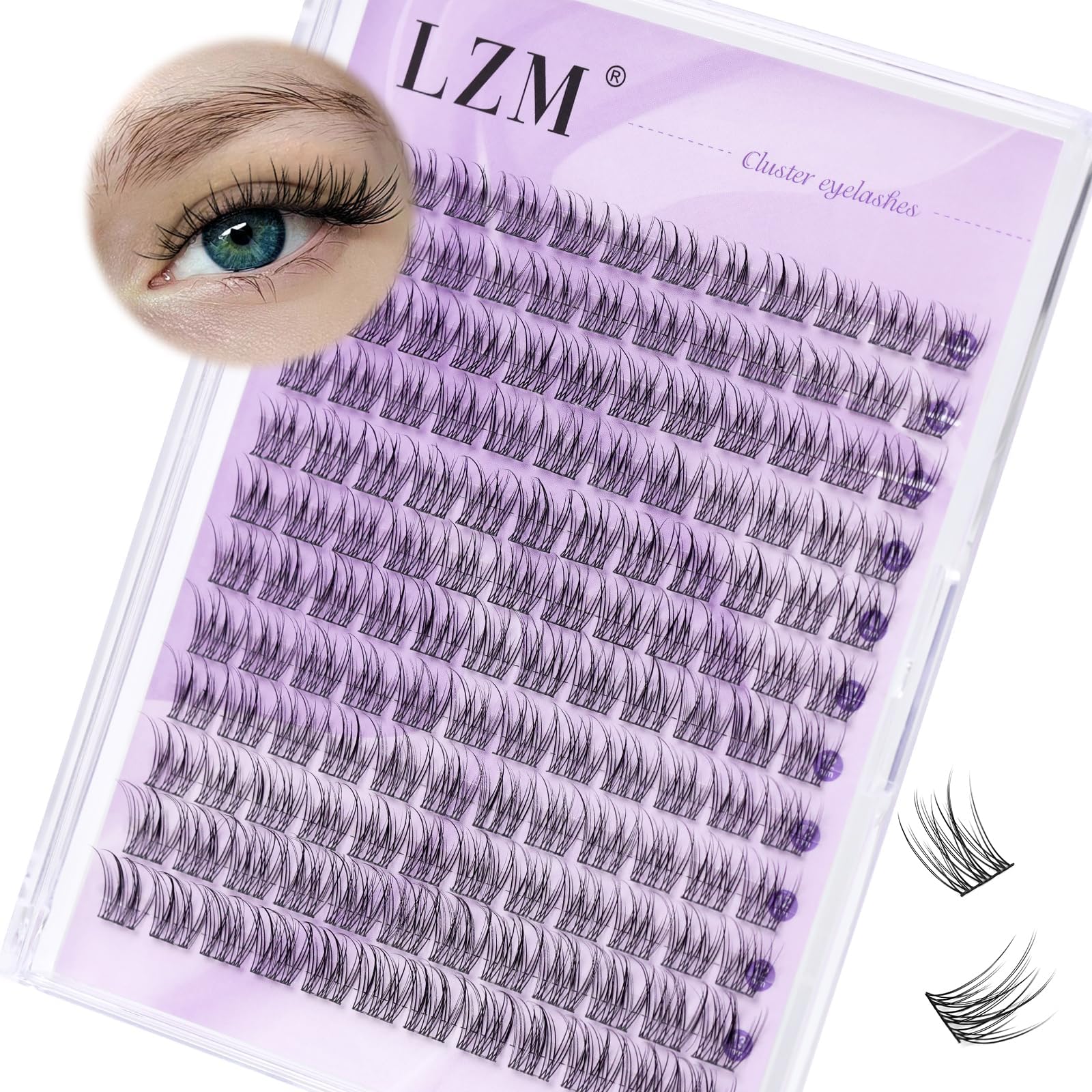 LZM Eyelash Extensions Cluster Lashes - C Curl Eyelashes Individual 10-13 mm Lash Clusters Eyelash Extensions Natural 144 Pieces Individual Eyelashes Thin Band Eyelash Cluster Lashes Natural (YW-C)