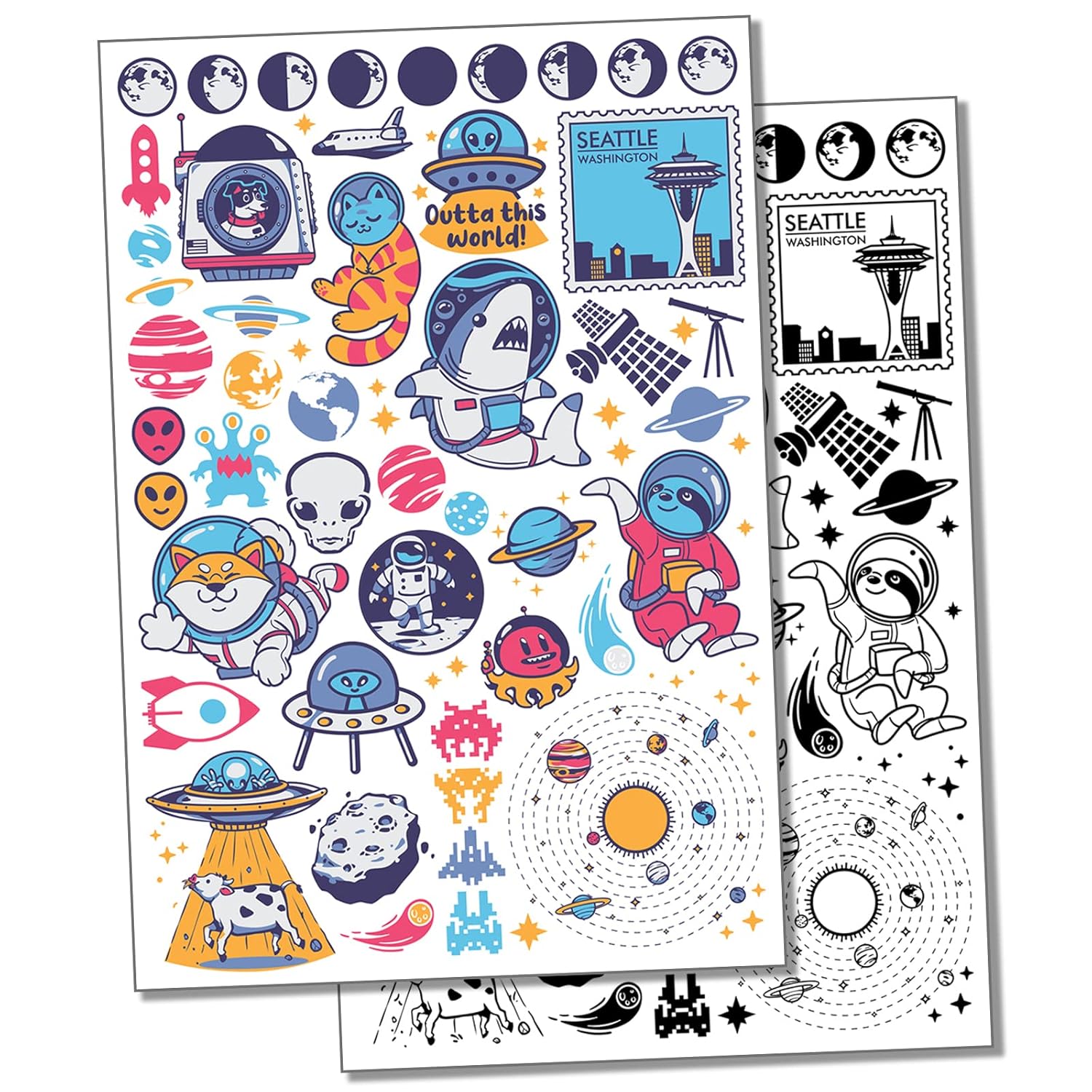Amazon.com : Space Planets Astronauts Aliens Sci-fi Temporary Tattoo ...