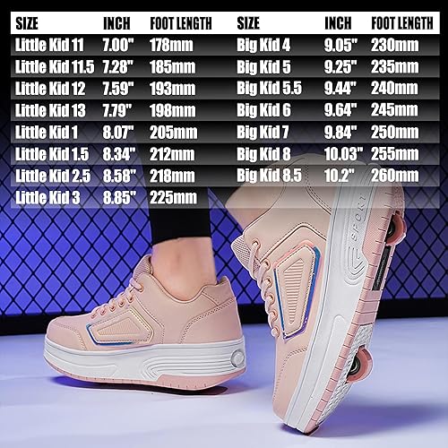 Vista 6 de Wooowyet - Zapatos con ruedas recargables para patinar para niños, unisex, con luces LED, moda