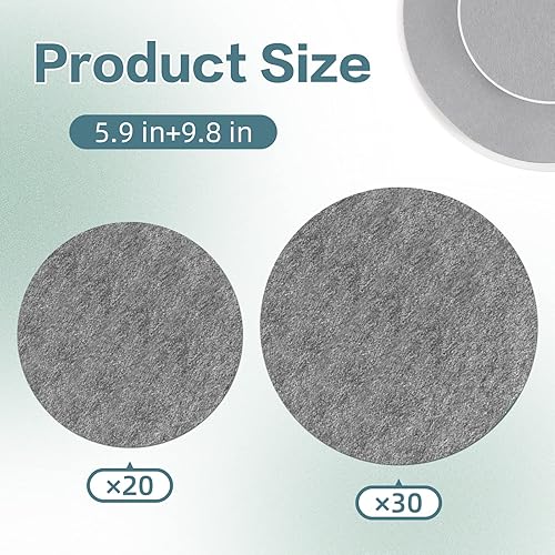 Miniatura 2 de Ohiyoo 50 separadores de platos, 9.8 pulgadas + 5.9 pulgadas, 2 separadores de placas de fieltro suave de diferentes tamaños, protectores de placas