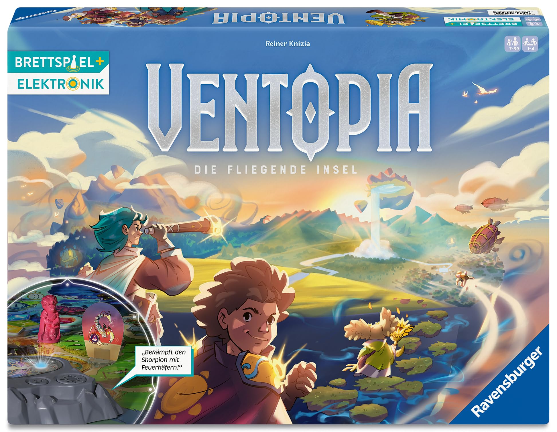 Ravensburger 24582 Ventopia - Die Fliegende Insel, Brettspiel mit Elektronik für Kinder ab 7 Jahren für 1 bis 4 Spieler