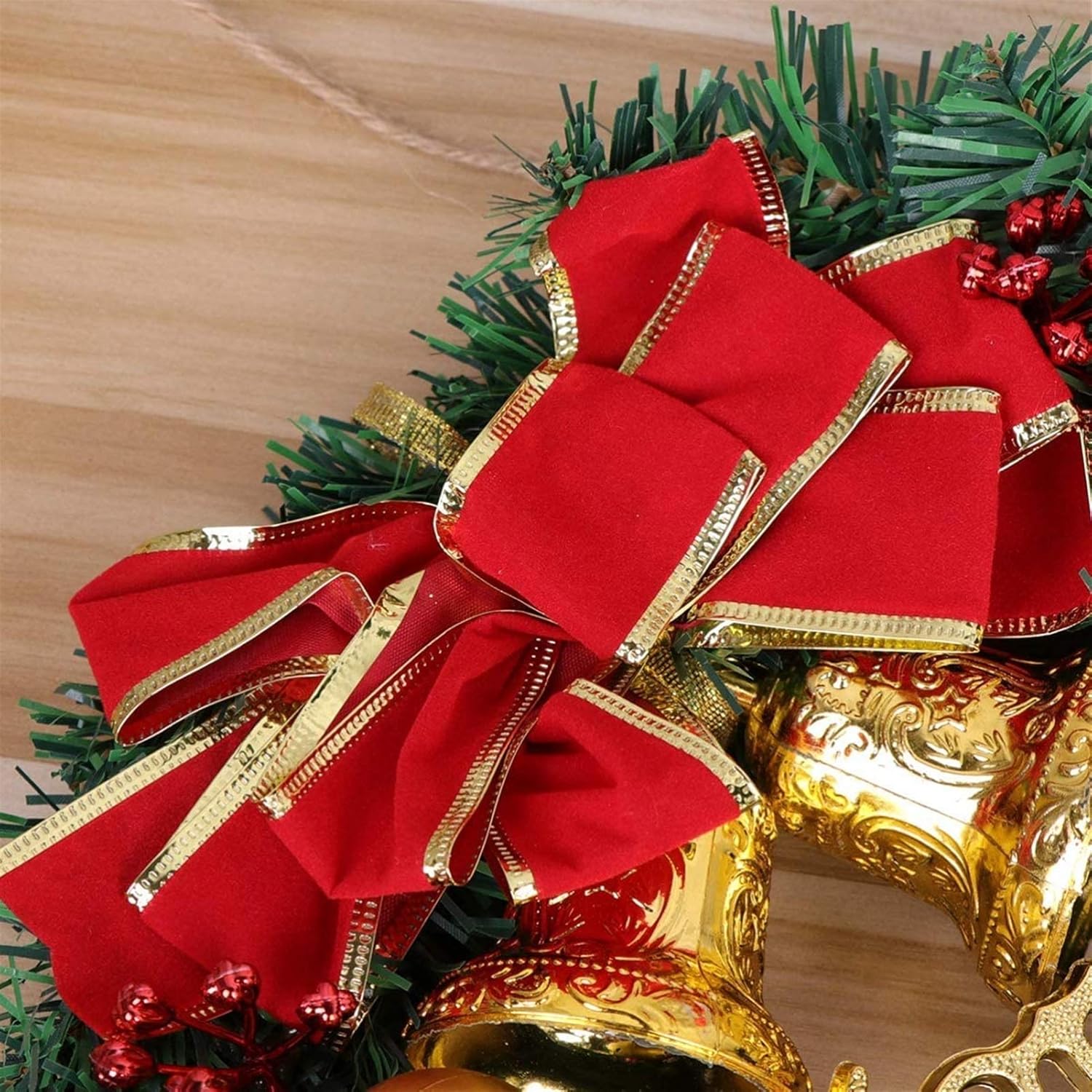 Christmas Garlands Christmas Pine Wreath Rattan Hoop Wreath Glitter Xmas Ball Decorative Garland Door Hanging Ornament Decoration Gift for Christmas