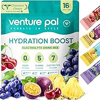 Venture Pal Sugar-Free Electrolyte Powder Packets: 7 Electrolytes + 5 Vitamins, Keto Vegan Hydration Sticks for Rapid Recovery & Daily Wellness - 16 Pack