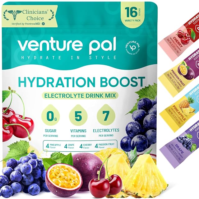 Venture Pal Sugar Free Electrolyte Powder Packets - Liquid Daily IV Drink Mix for Rapid Hydration Party Recovery