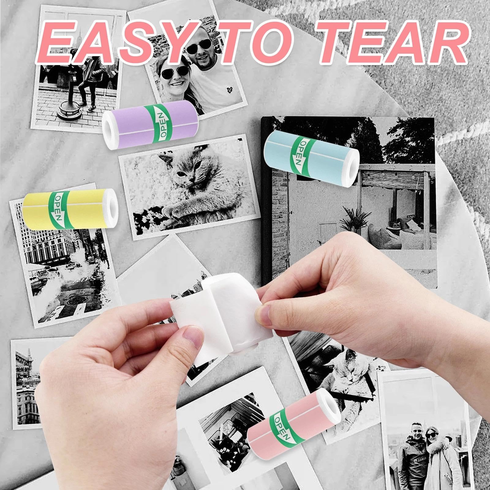 20 Rollos Papeles Cámara Fotos Niños, Papel Impresora Termica, Rollos Camara Fotos Infantil Instantanea, Mini Recarga de Papel de Impresión, Pegatina Imprimible Autoadhesiva (57 x 25 mm)