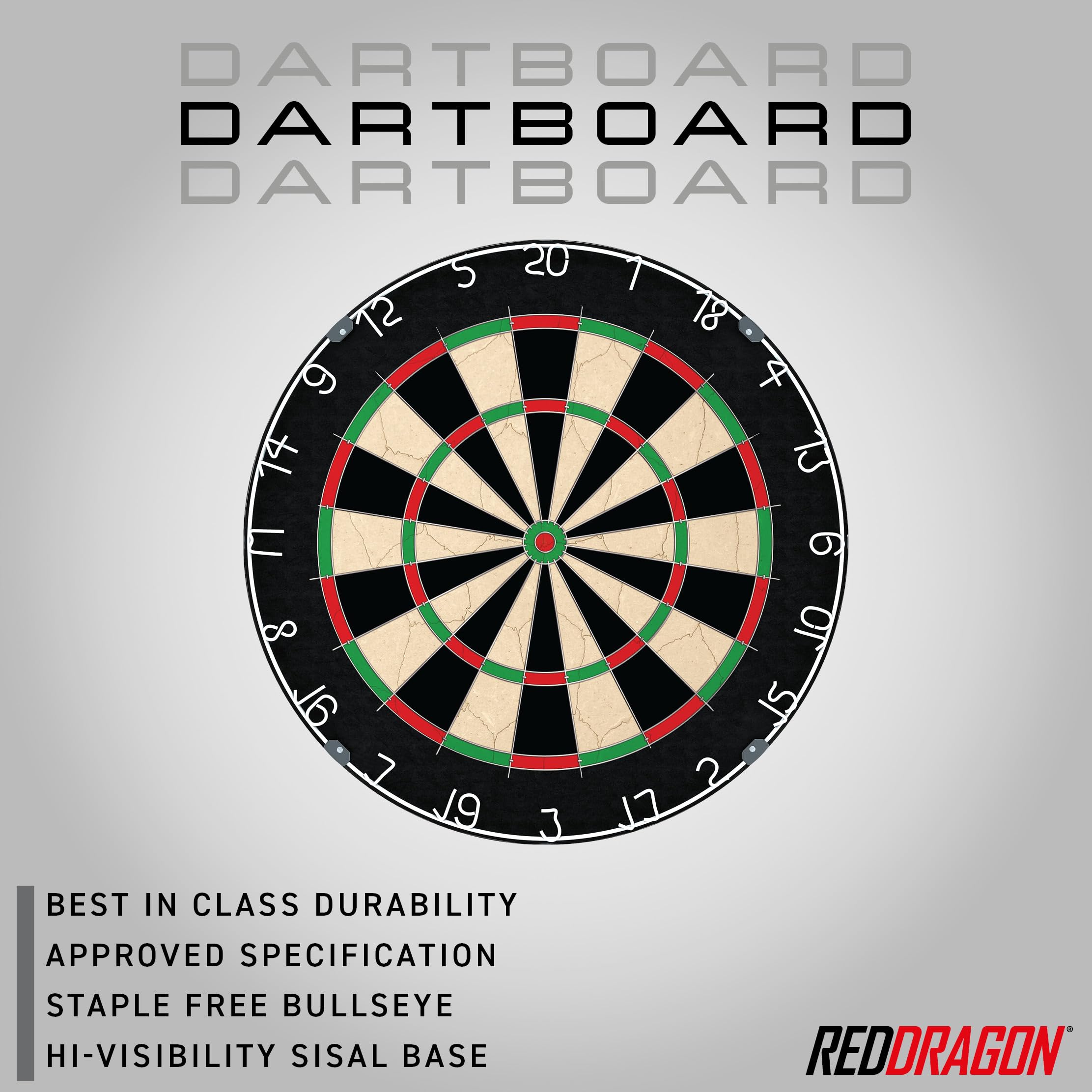 RED DRAGON Ultimate Dart & Surround Ring Set - Bersaglio con Punta in Acciaio - Include Bersaglio con setole, Protezione per Parete del tabellone con Linea oche