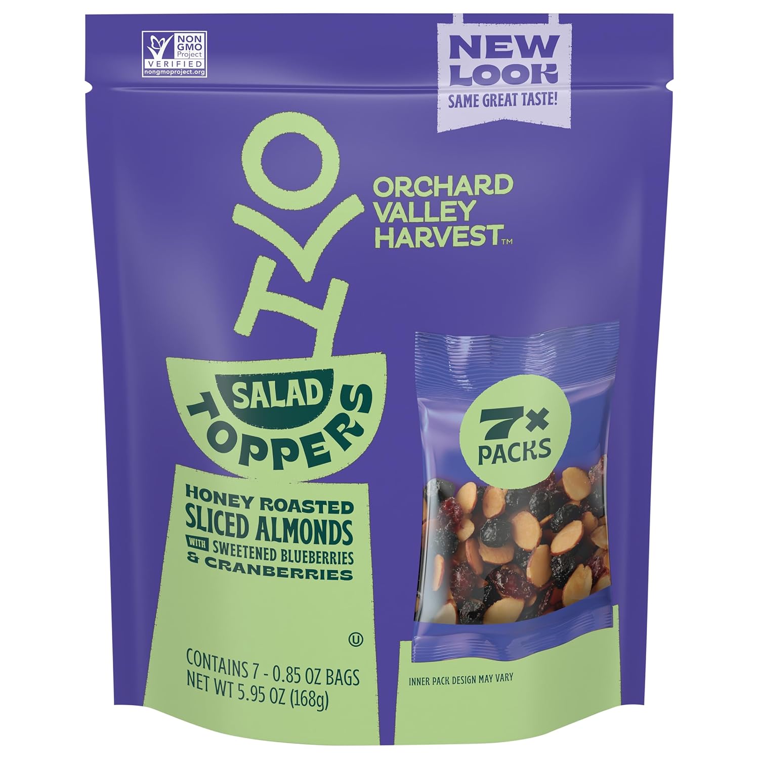 Orchard Valley Harvest Toppers para ensaladas, almendras y bayas tostadas con miel, paquete múltiple, 0.85 onzas, hecho con arándanos y arándanos endulzados, (paquete de 7) Colombia