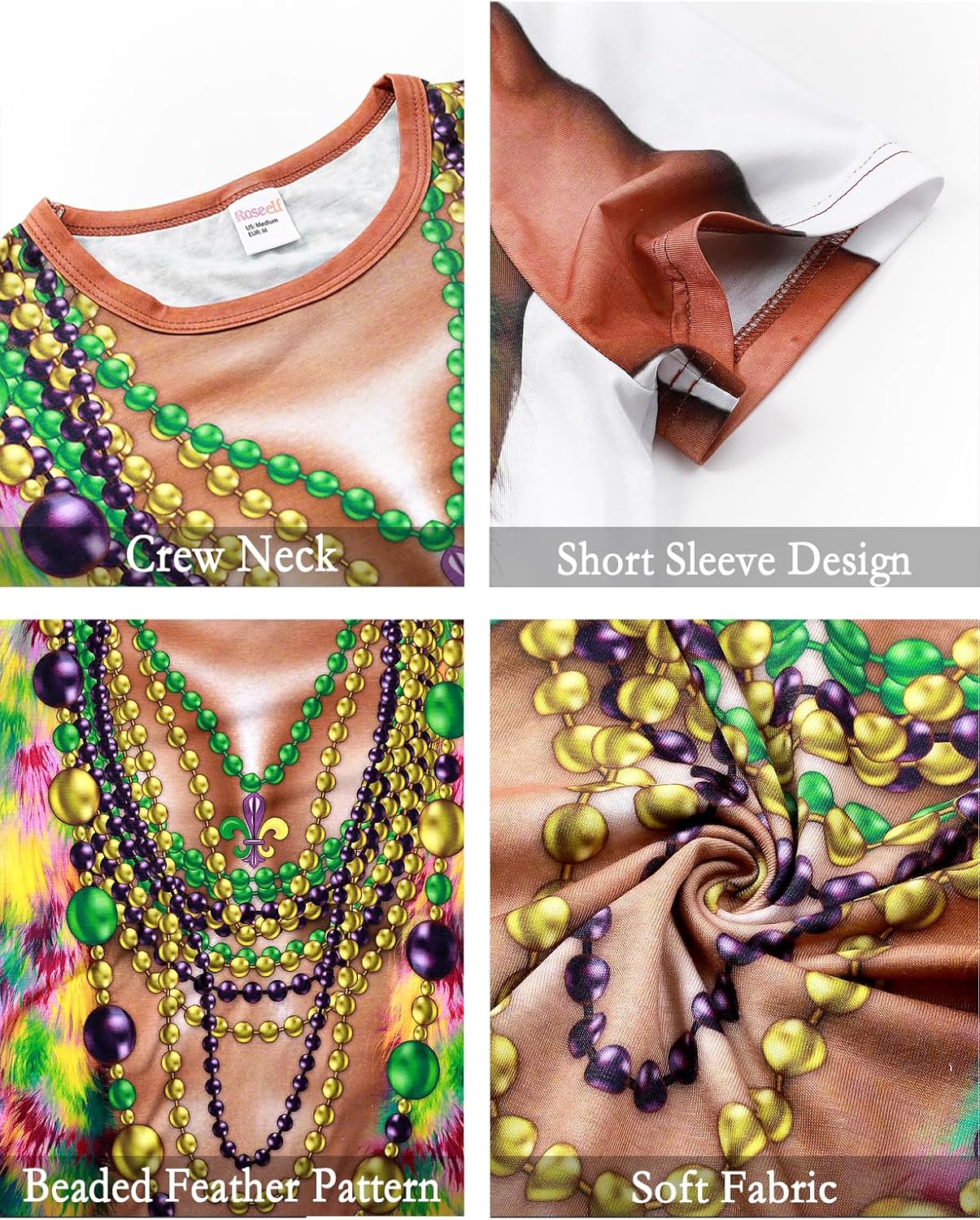 Womens Festival Bikini Printed Short Sleeve Costume T-Shirts - Image 6