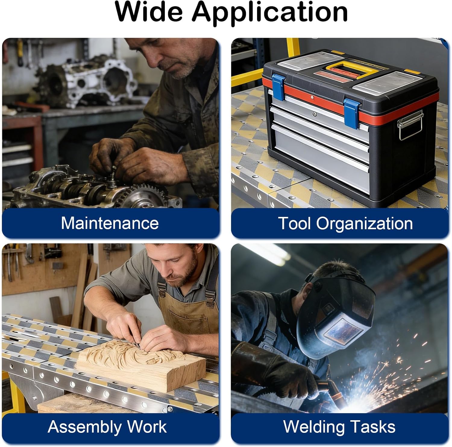 Portable Welding Table Work Bench 1102 LBS Load Capacity Versatile Steel Folding Work Table,Height 23 to 35 inches Adjustable with Wheels Non-Slip Mat Scaffolding