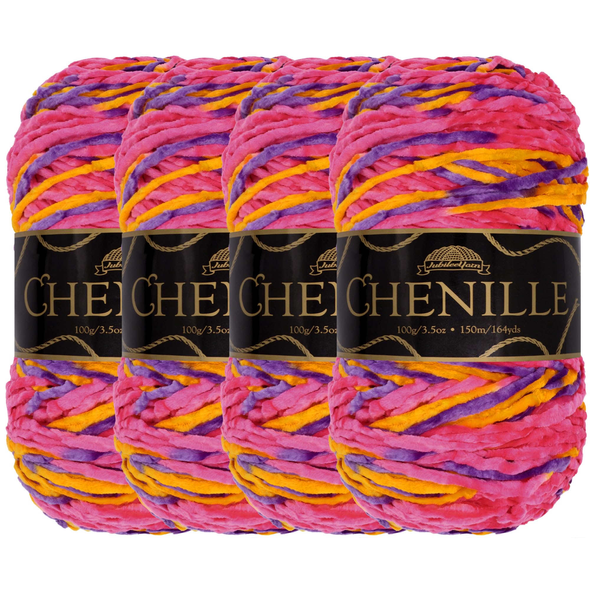 JubileeYarn Chenille Yarn - Worsted Weight - 100g/Skein - Agartha - 4 Skeins