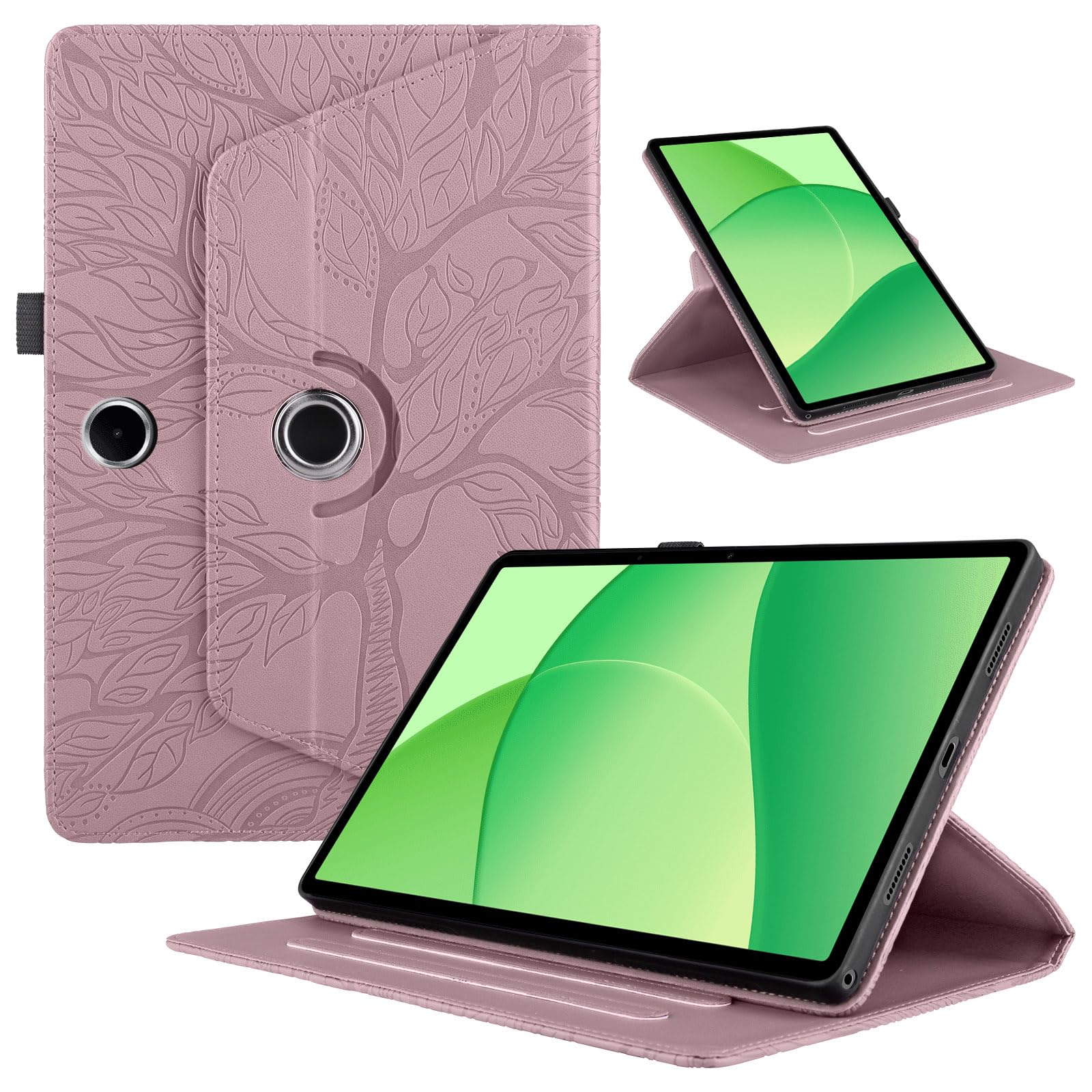 Funda para Samsung Galaxy Tab S9/ S8/ S7 11" (SM-X710/X700/T870) PU Cuero Tablets Protectora Cover 360°Carcasa Giratoria de ángulo Múltiple Stand Función Tablets Funda,Rojo Árboles — view 30