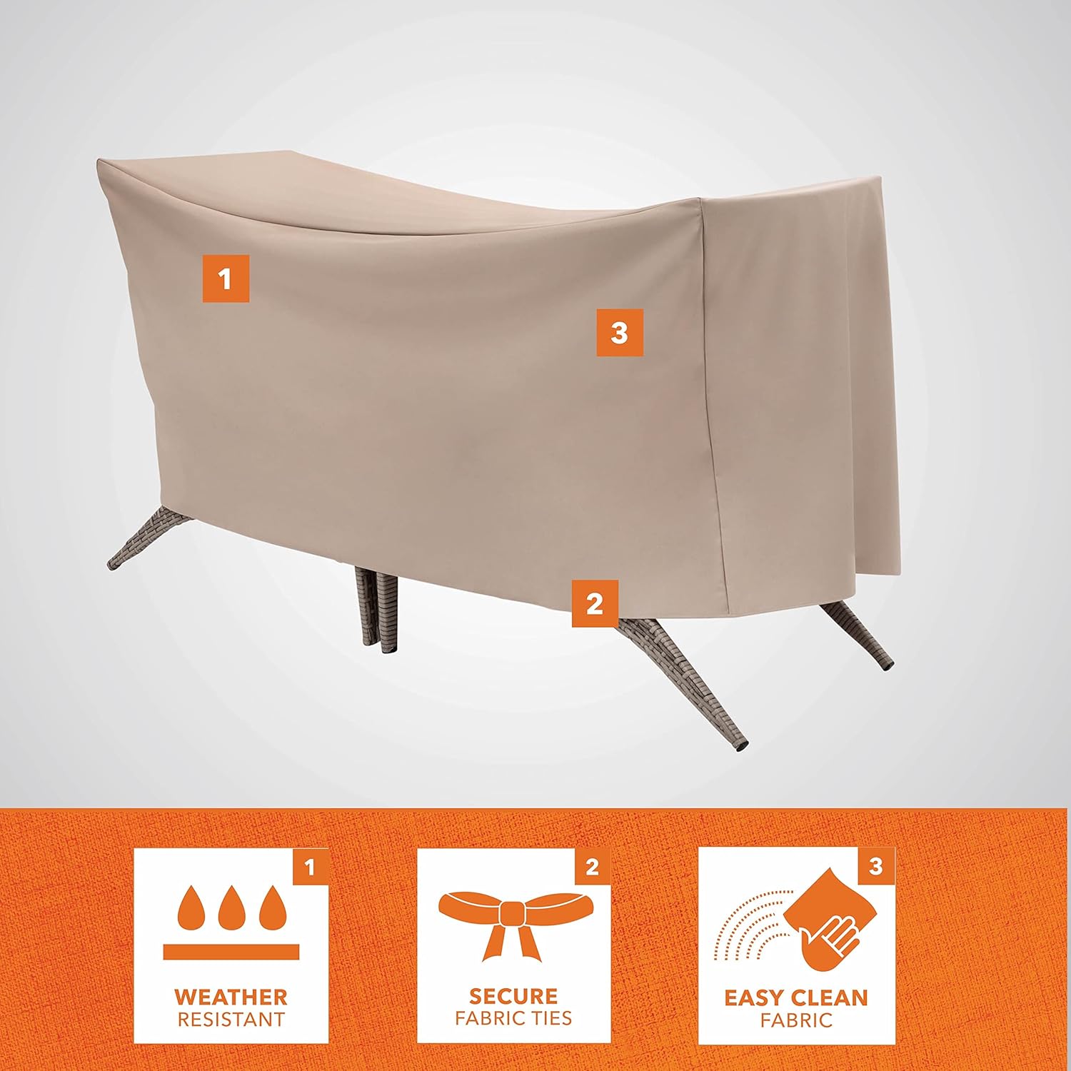 Modern Leisure 3114 Basics Patio Bistro Table & Chair Set Cover, 65" L x 32" W x 30" H, Beige