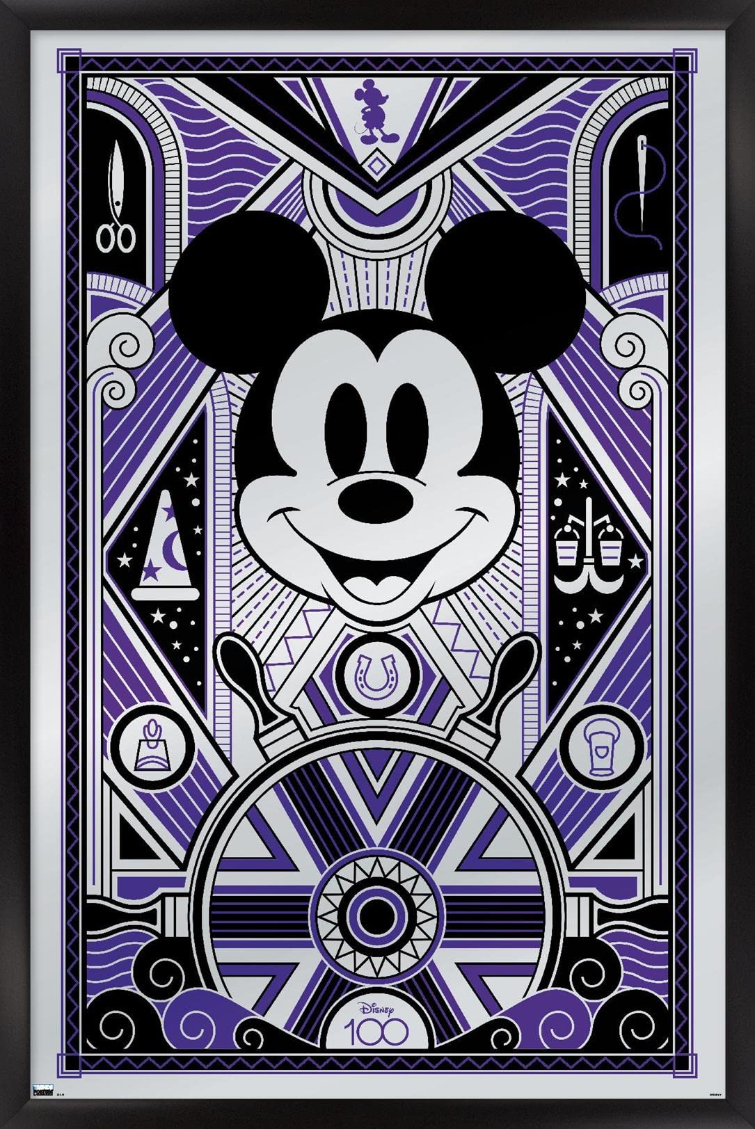Trends International Disney 100th Anniversary - Deco-Luxe Mickey Mouse Wall Poster, 22.37" x 34.00", Black Framed Version