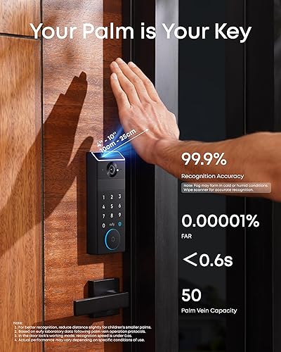 Miniatura 3 de eufy FamiLock S3 Max - Cerradura inteligente con reconocimiento de vena de palma, cerradura de puerta de entrada sin llave para puerta delantera,