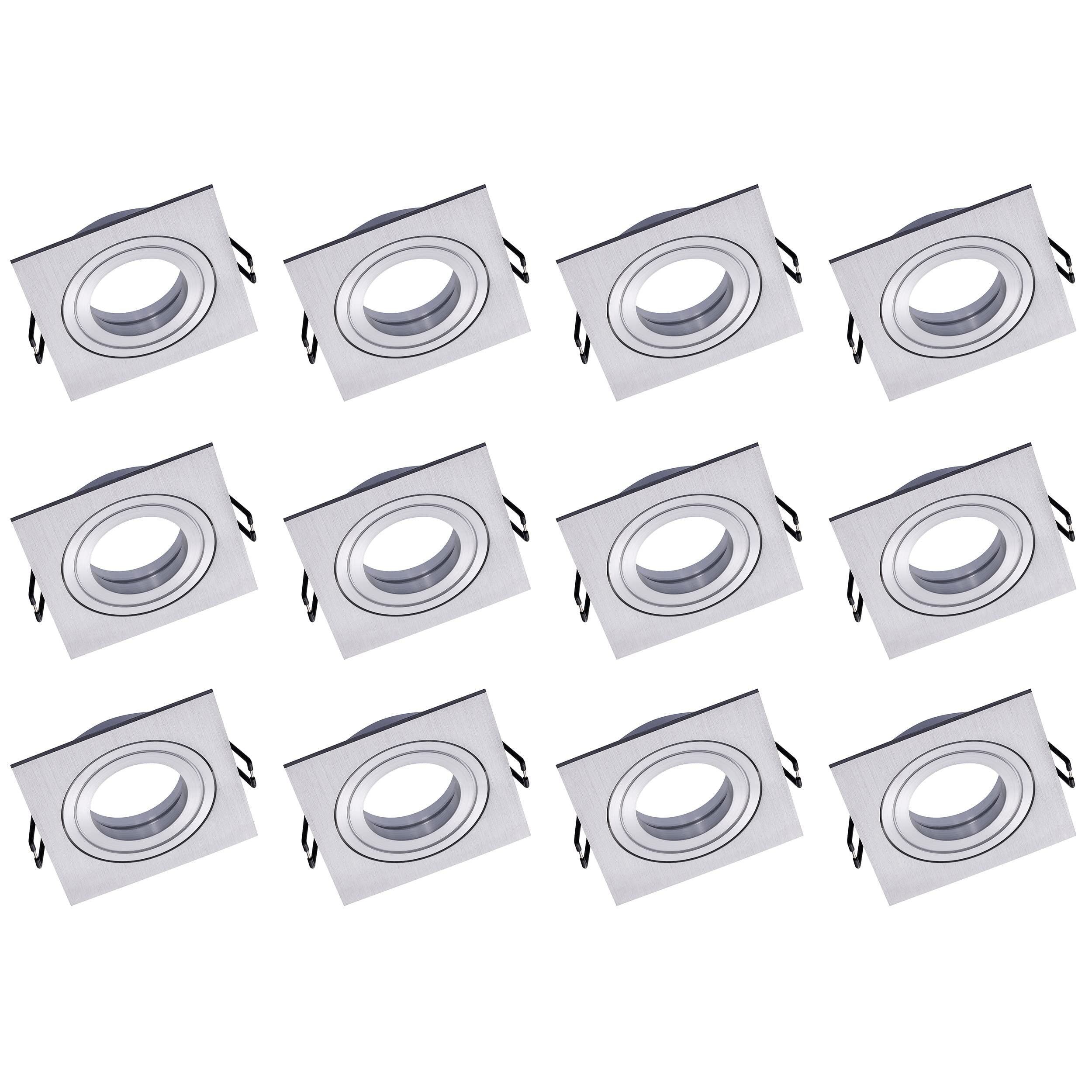 Oktaplex 12er Set Einbauspot Lyon 90x90 mm schwenkbar GU10 LED silber