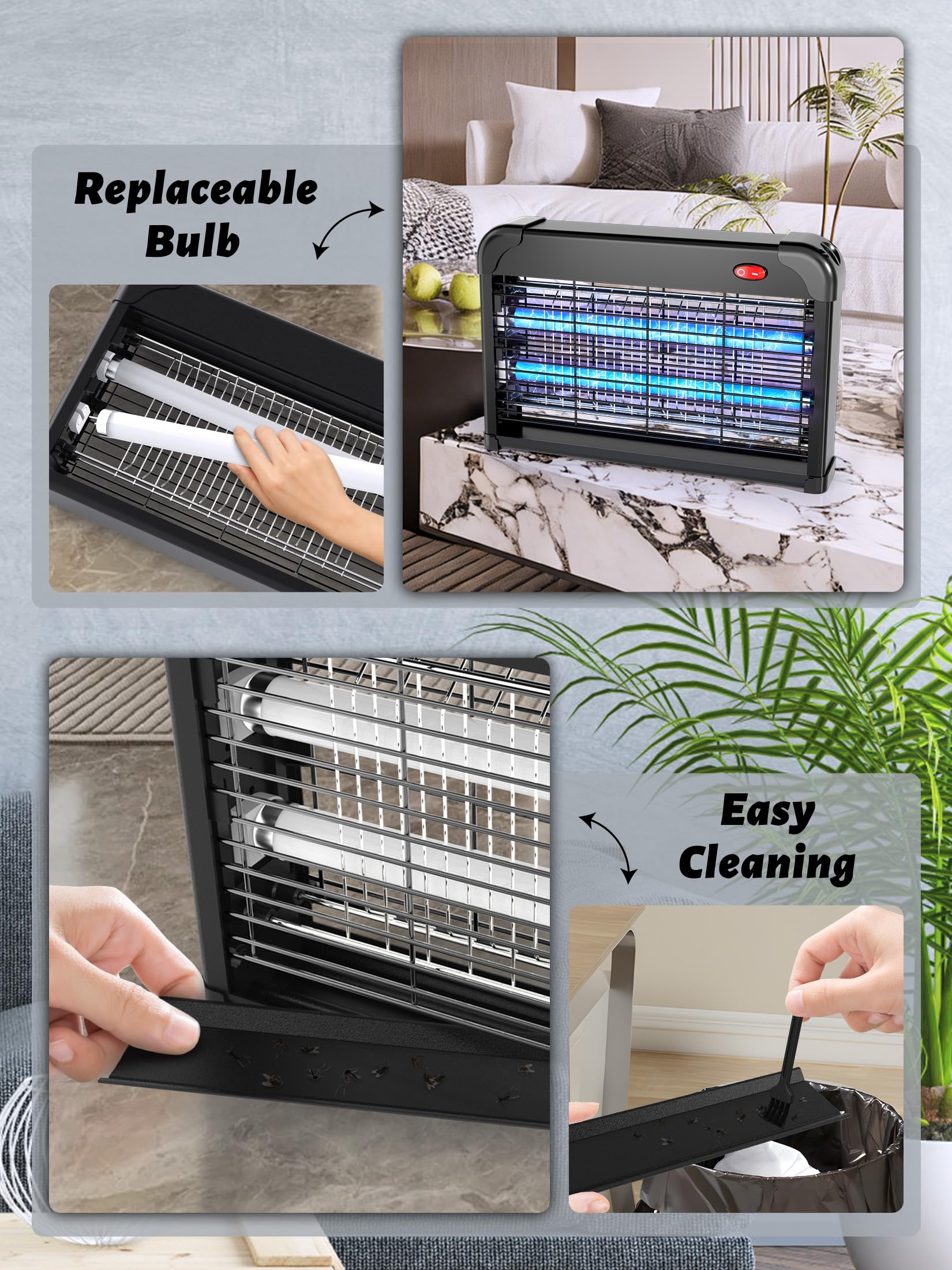 LioTresk Electric Fly Zapper, Mosquito Killer for Home Use, Powerful 4200V Bug Zapper with 20W UV Light, Safe & Silent Fly Control for Indoor Outdoor — view 6
