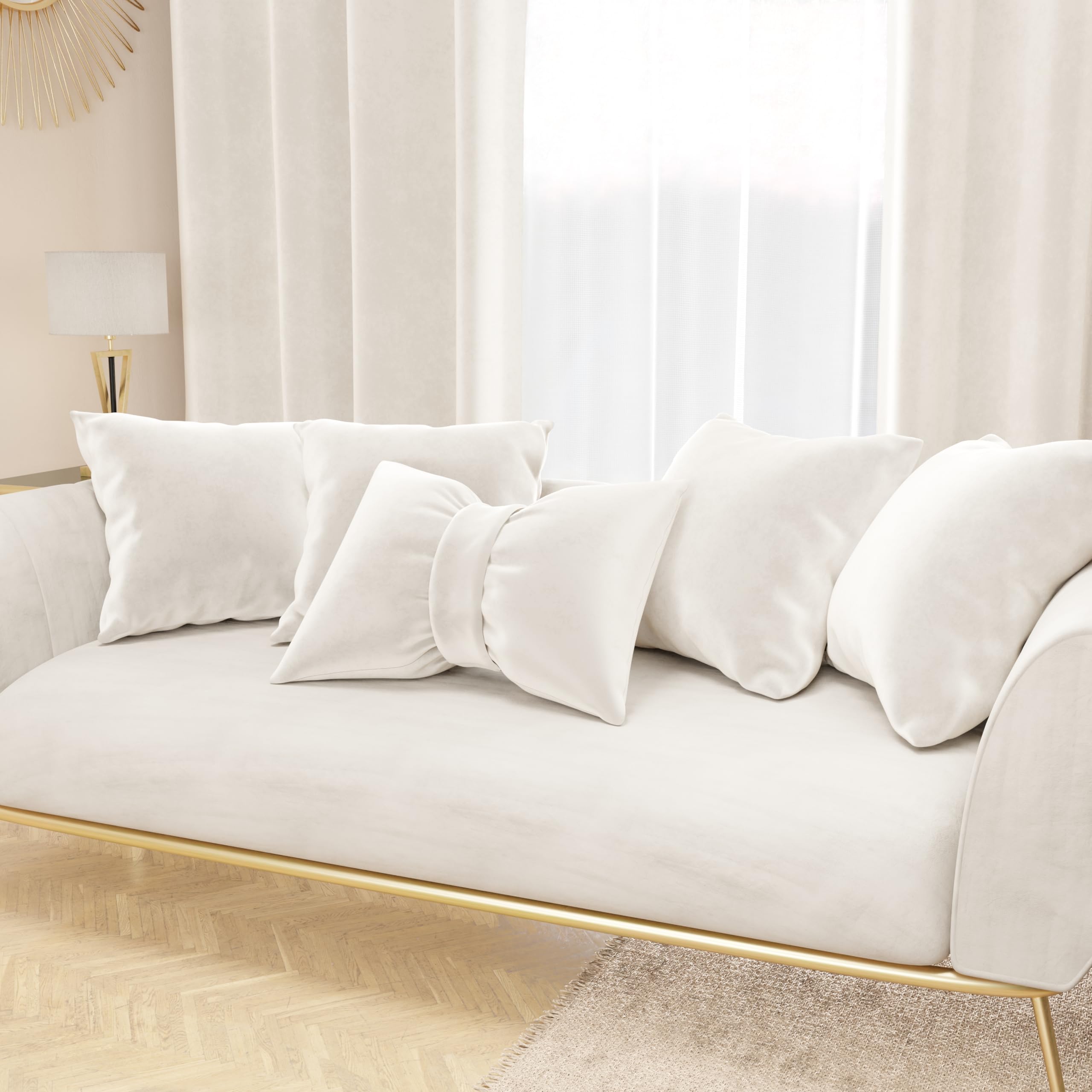 PETTI Artigiani Italiani - Cuscini Arredo in Velluto con Imbottitura, Cuscino per Camera da Letto, Divano Salotto, con Federa a Sacco, Fiocco Celeste - 50 x 40 cm