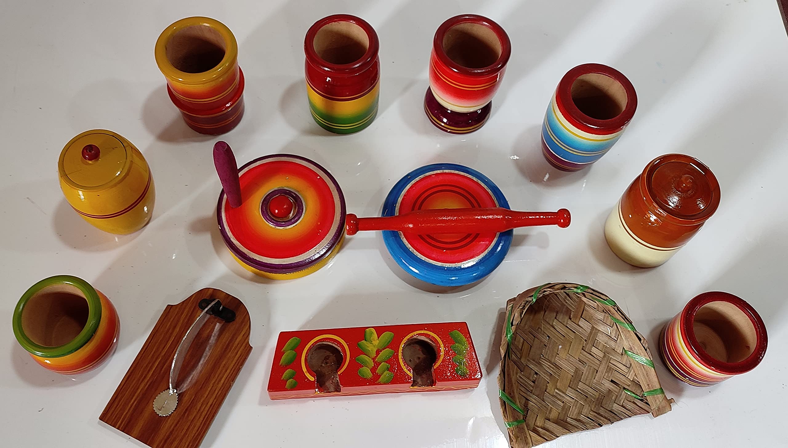 Wooden Kitchen Set Toys ,Bhatukali Indian Traditional Toy Set from Sawantwadi - Jumbo Size (B0979PHVDK) Amazon Price History, Amazon Price Tracker