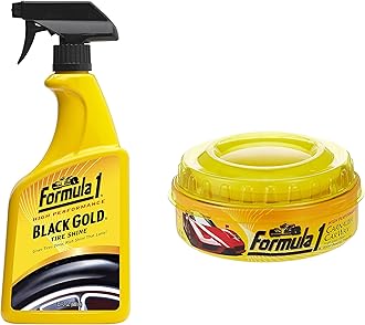 Formula 1 615026 Carnauba Paste Wax (230 g) & Formula 1 615258 Black Gold Tire Shine (680 ml)
