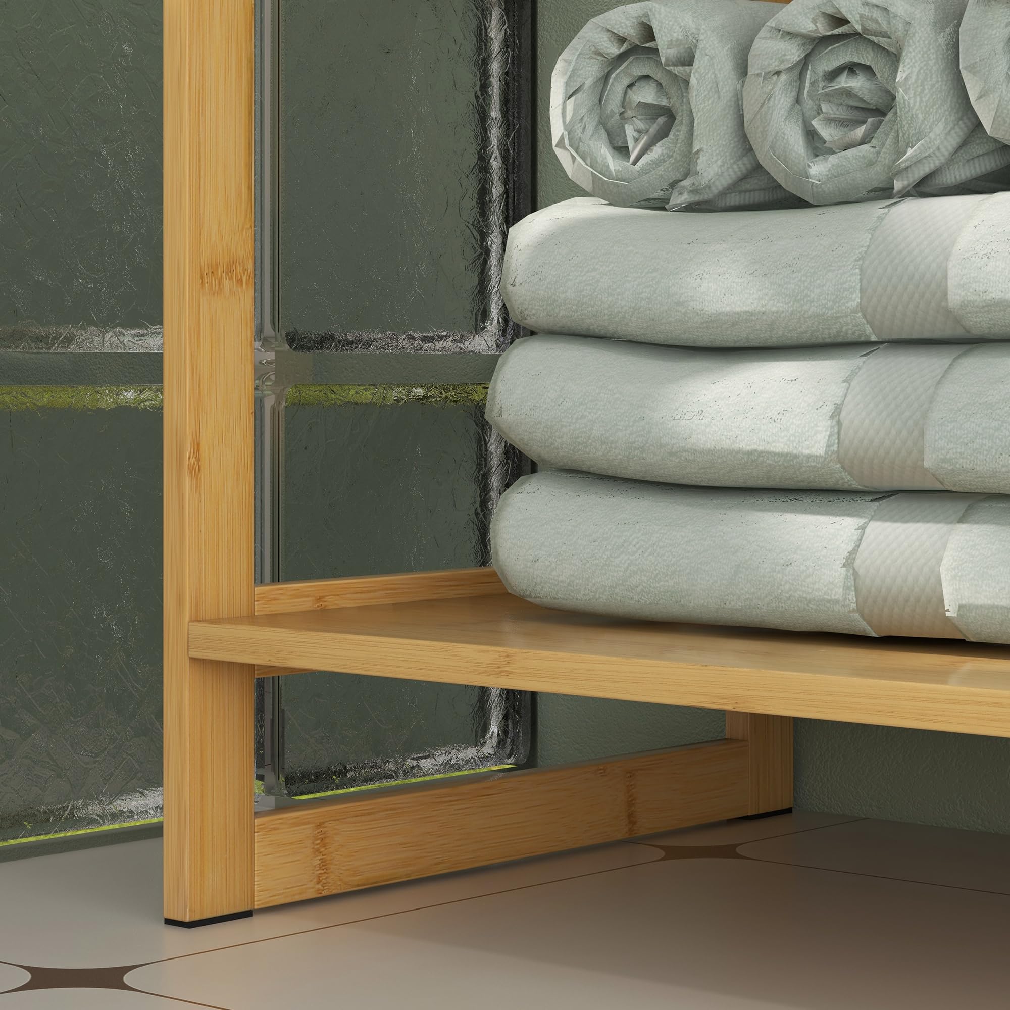 HOMCOM Szafka pod umywalkę Łazienka Bambusowa szafka pod umywalkę 2 drzwi i 1 półka - 70 l x 33 l x 79,5H cm Naturalny