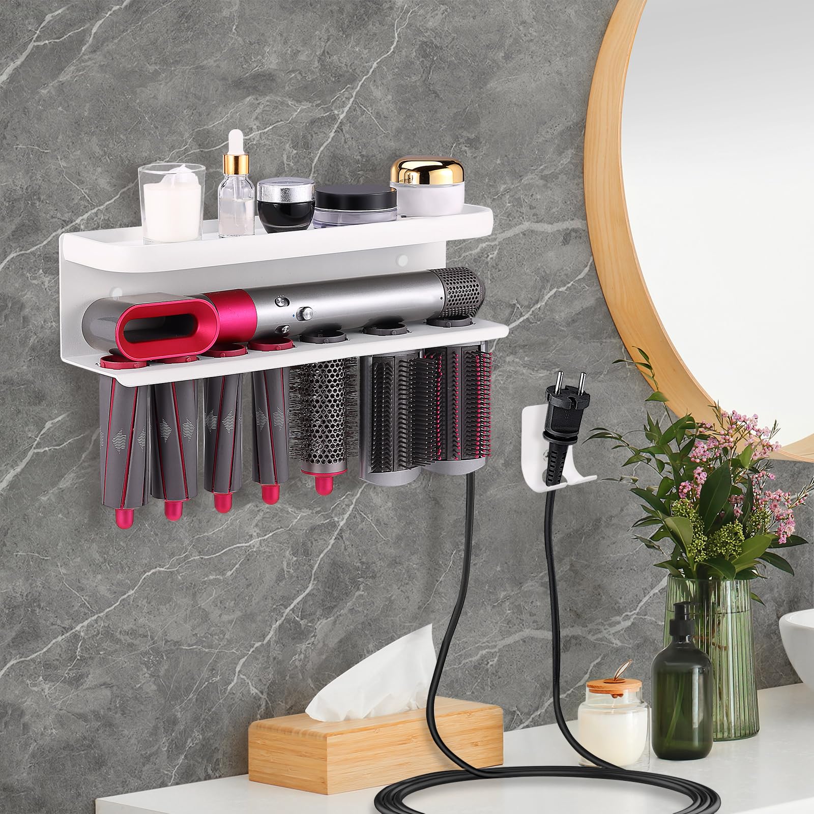 support pour Dyson Airwrap, support mural sans trous, blanc