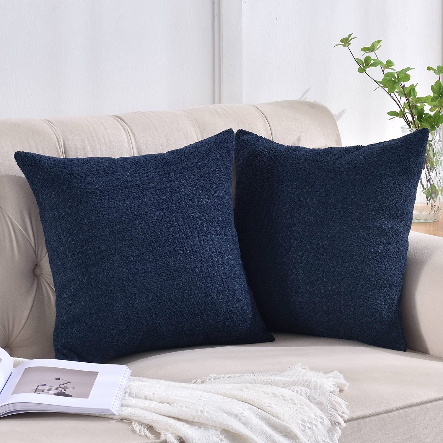 Rythome Set of 2 Cozy Boucle-Like Textured Throw Pillow Covers Decorative Elegant Accent Pillow Cases for Couch Bed