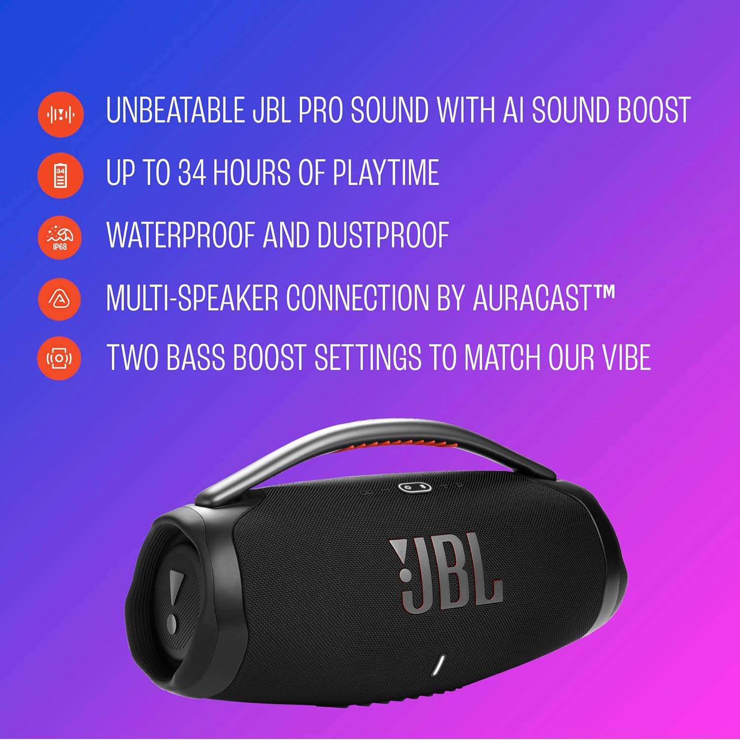 JBL Boombox 4 - Most Powerful Portable Waterproof Speaker with Massive Pro Sound, Up to 34 Hours of Playtime, & Multi-Speaker Connection by Auracast™ (Squad) - Image 6