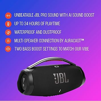 JBL Boombox 4 - Most Powerful JBL Portable Waterproof Speaker with Massive JBL Pro Sound, Up to 34 Hours of Playtime, Multi-Speaker Connection by AuracastTM (Orange)
