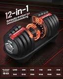 SONGMICS Set of 2 Adjustable Dumbbells, 12-in-1 Weights 1.5-18 kg Each, Quick Dial, Space-Saving, Non-Slip Handle, Storage Tray, Home Gym Strength Training, Black and Red SYL536R101 - 3