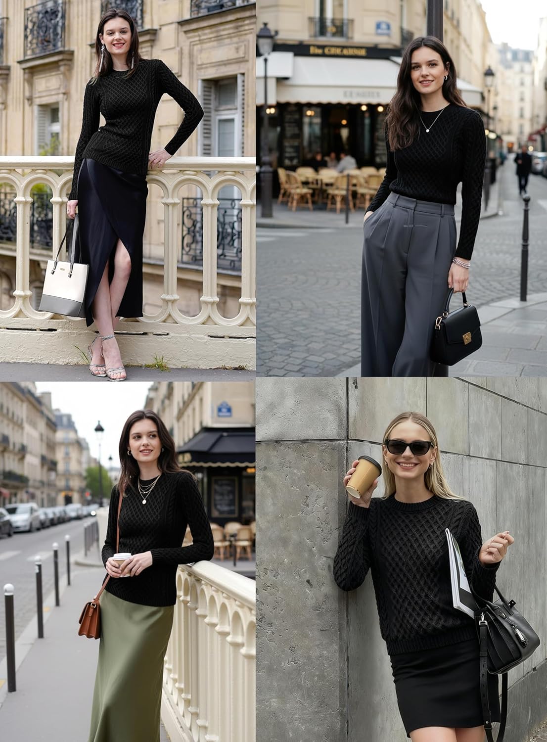 v28 Women Crew Neck Knit Stretchable Elasticity Long Sleeve Sweater Jumper Pullover - Image 4