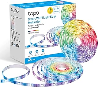 TP-Link Tapo Smart LED Light Strip, 100 Color Zones RGBIC, Sync-to-Sound, 32.8ft(2 Rolls of 16.4ft) Wi-Fi LED Strip Works ...