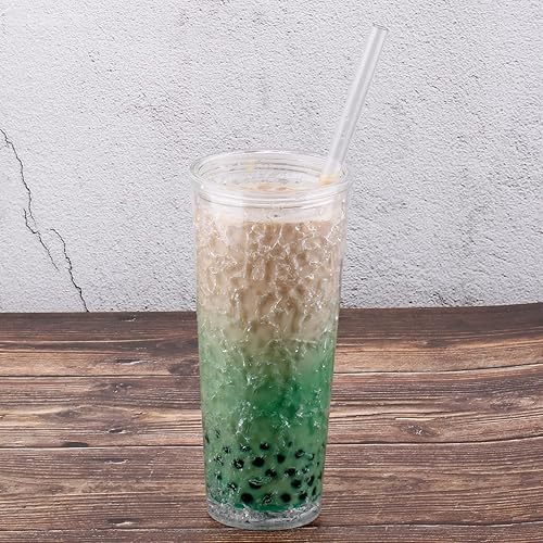 Miniatura 6 de Dakoufish Pajitas reutilizables para batidos de 10 pulgadas de largo, boca ancha, de plástico, rectas, para batidos, juego de 6 con cepillo de