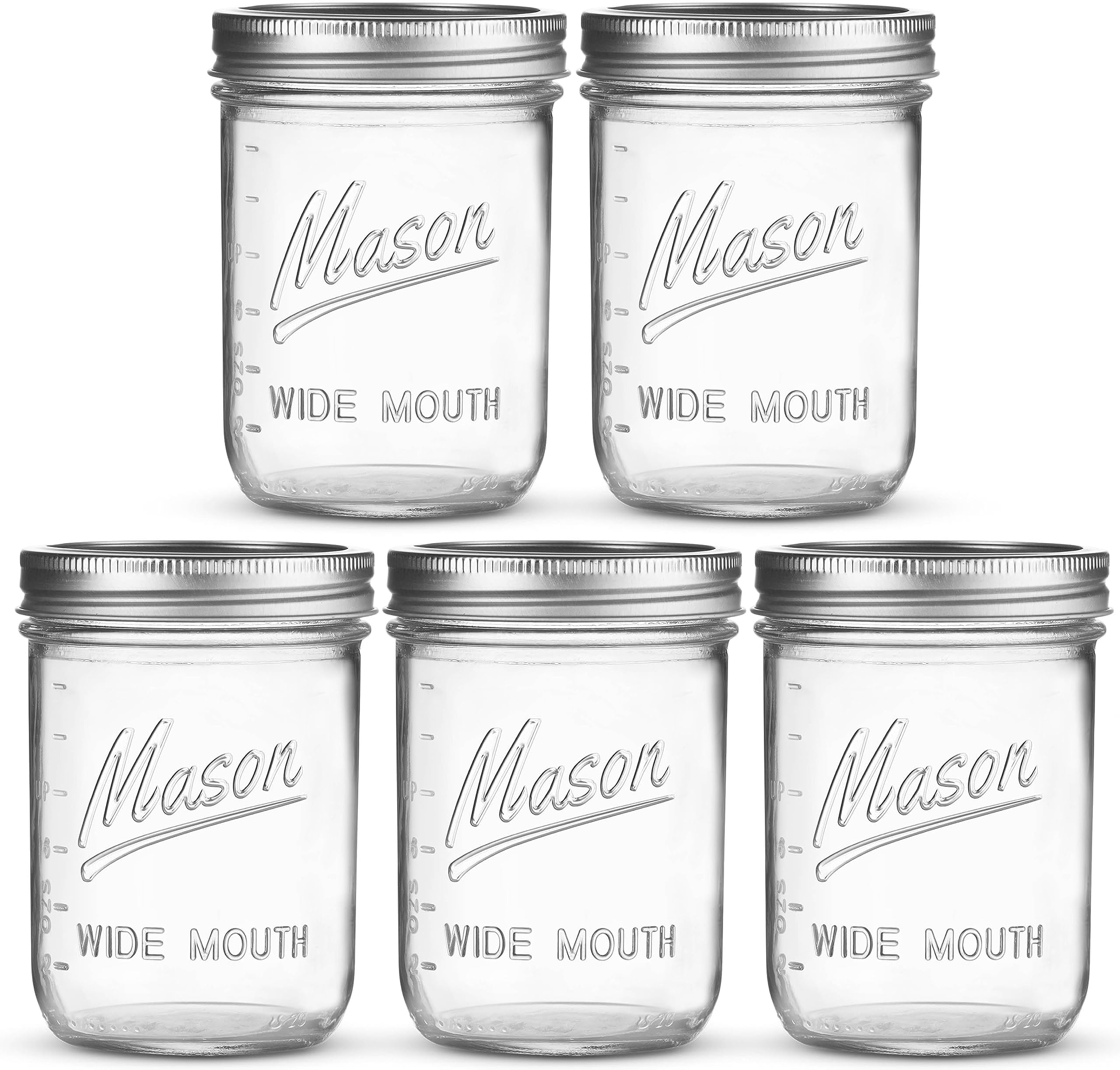 volila 16 oz Mason Jars with Lids 6 Pack Clear Canning