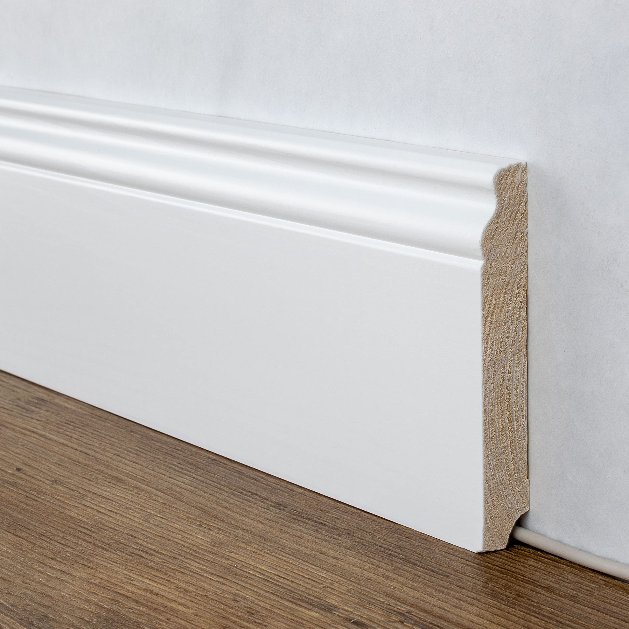 PROVISTON - Rodapié (19 x 115 x 2500 mm, madera maciza, color blanco, para pegar, atornillar y clavar, 5 unidades)
